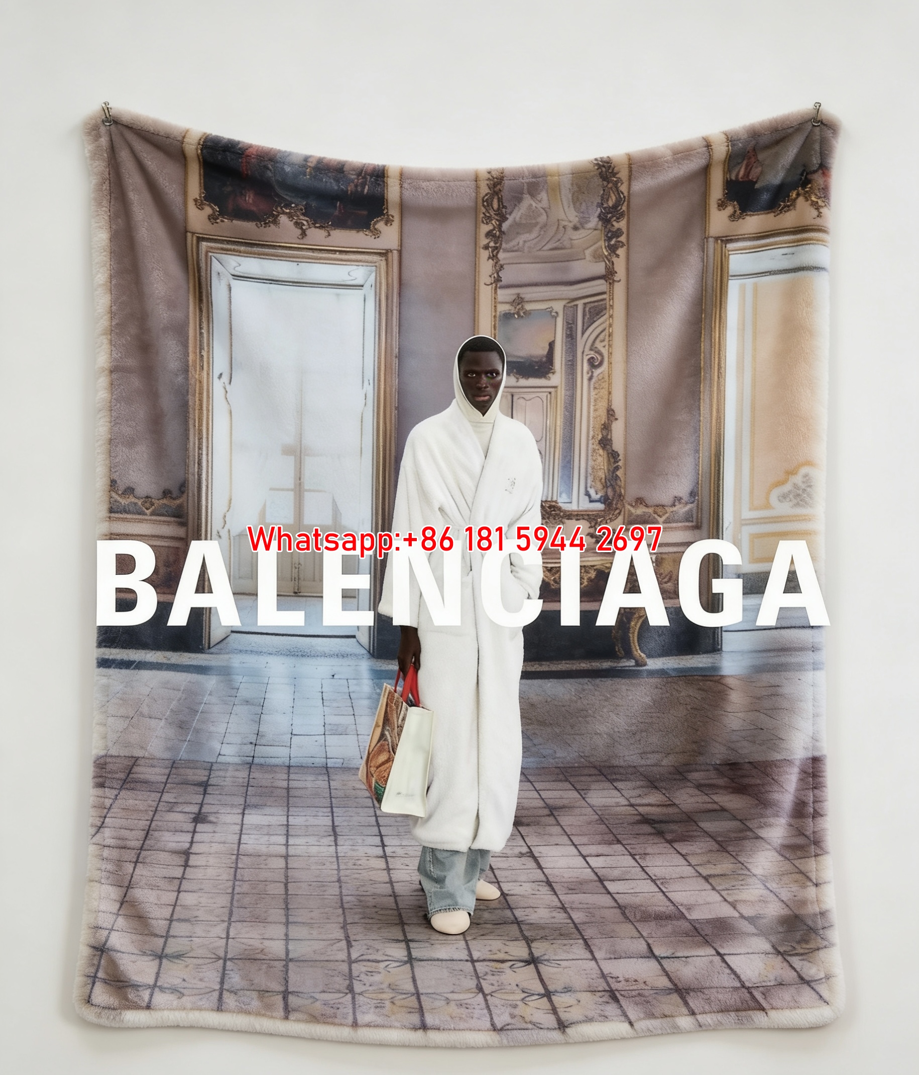 Balenciaga Luxury Loungewear Flannel Throw Blanket for Sofa and Wall Decor BA307